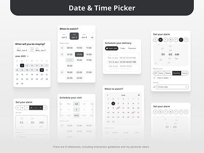UX Date & Time Picker accommodation assets booking booking app calendar date date picker date range design design system ecommerce experience inline calendar library predefine time product design scroll wheel time picker ui ux