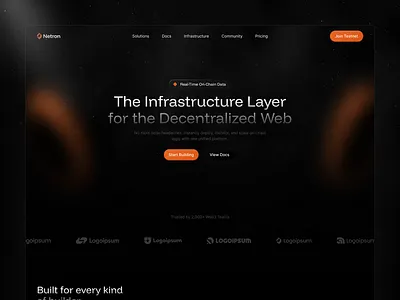 Netron – Decentralized Web Infrastructure Landing🔸 blockchain clean dark decentralized infrastructure landingpage minimalism minimalist modern simple ui web web3