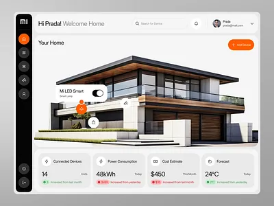 MiHome - Smart Home Dashboard app automation card dashboard design desktop home home control image iot minimal modern saat search smart home technology ui ux website xiaomi