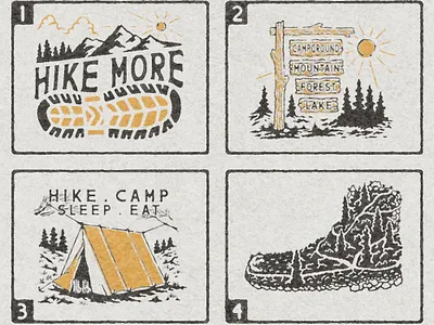 HIKE adventure artwork badge design branding camp clothing drawing graphic design hand drawn illustration logo logo vintage mercahandise design mountains nature outdoor t shirt design vector vintage wanderlust