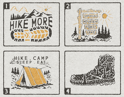 HIKE adventure artwork badge design branding camp clothing drawing graphic design hand drawn illustration logo logo vintage mercahandise design mountains nature outdoor t shirt design vector vintage wanderlust