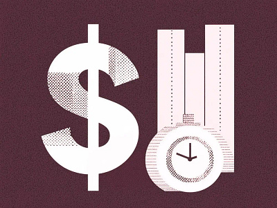 Time Is Money – Editorial Illustration abstract illustration ai assisted blog illustration business illustration conceptual illustration content marketing content marketing visuals editorial illustration finance illustration fintech illustration flat illustration graphic design halftone texture minimal illustration modern saas illustration startup branding vector illustration visual