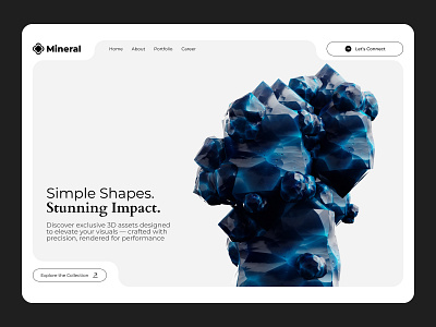 Mineral 3D Model 3d 3d blender abstract blue branding clean crystal graphic design hero section landing page mineral minimal ui design ui inspiration