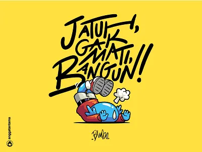 Jatuh Gak Mati, Bangun! accident blubo bounce character colorful creature cute graphic design illustration vector