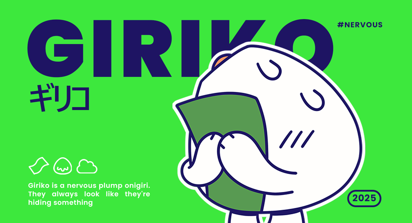 Giriko - Mascot Cartoon animation branding cartoon cartoon character cartoon cute chibi creature cute design graphic design illustration japan japanese kawaii logo mascot branding mascot character onigiri ui
