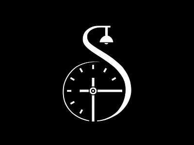 Title Stylized “S” with Lamp & Clock Description A minimal mono logo