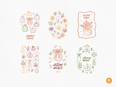 Autumn Vibes Hand Drawn Illustration autumn autumn illustration autumn leaves autumn vibes doodle fall festival fall season floral hand drawn harvest fruit illustration line art poster pumpkin thanksgiving vector whimsical