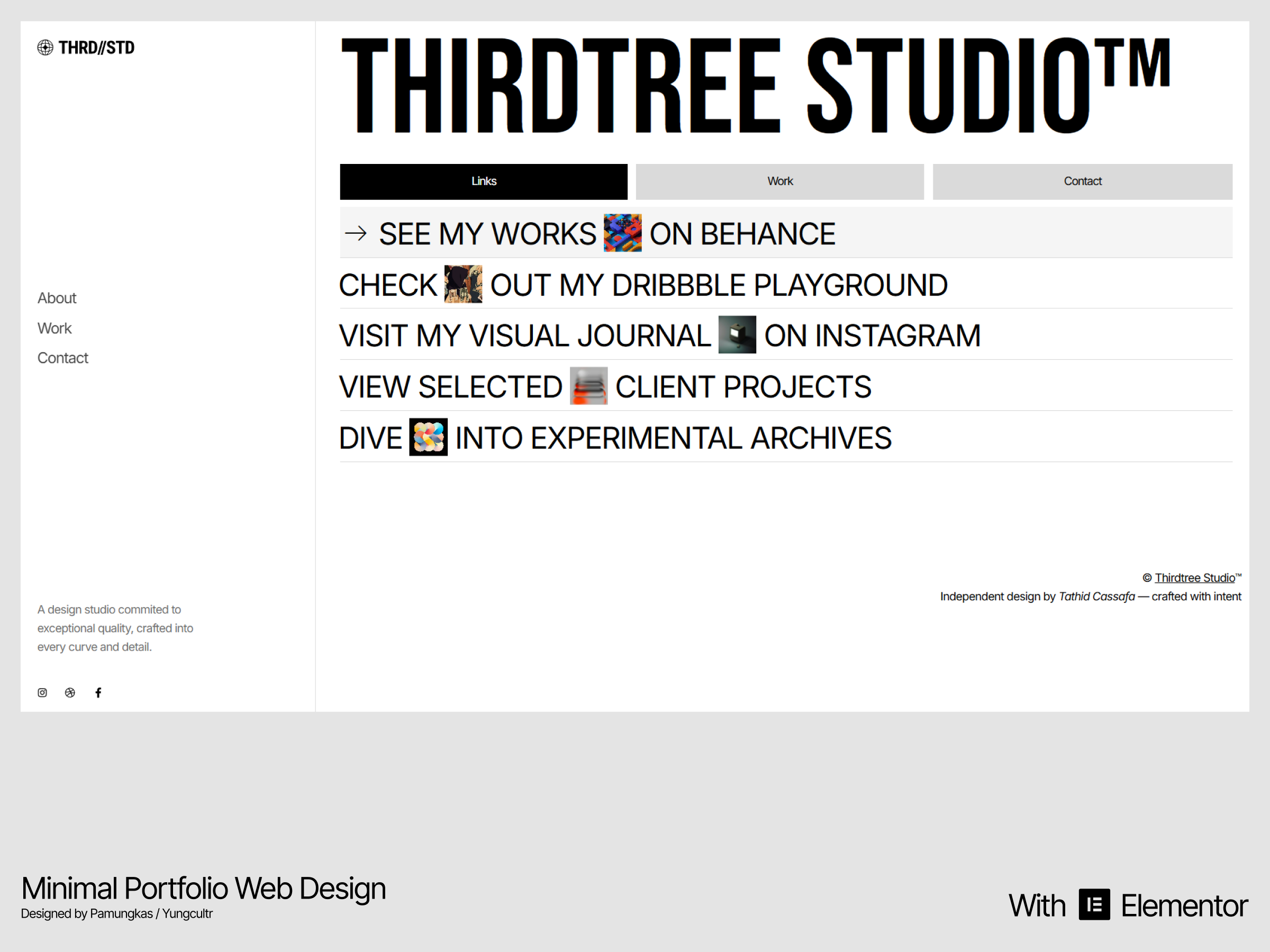Redesign THIRDTREE™ Studio - Minimal Portfolio design elementor graphic design homepage landing page minimal portfolio minimalist design ui web design website design