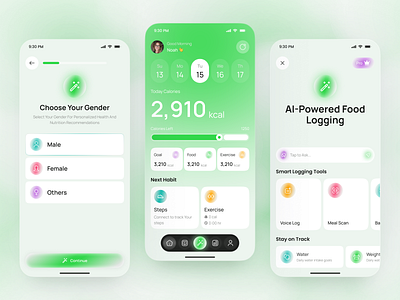 AI Calories Tracker App – Smart Nutrition & Health UI ai ai app ai calorie tracker ai health app ai tracker app app app design calorie counter calories calories tracker app fitness app health app ios mobile mobile app nutrition tracker product design smart health app