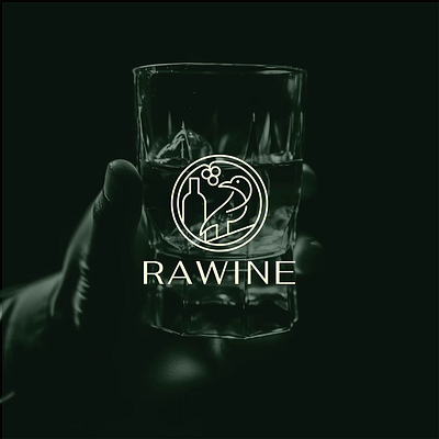 RAWINE: Minimal Line Art Logo with Bird Grape Wine & Wine Bottle abstract beer brand identity branding design design logo flat graphic design illustration line art line work logo logo design logos logotype modern simple timeless unique wine