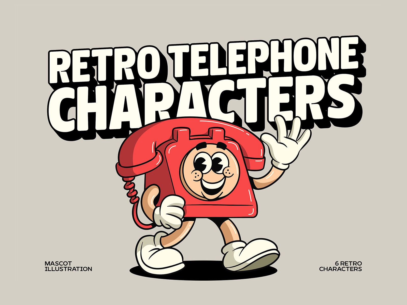 Retro Telephone Characters 90s branding design features graphic design illustration logo retro vector