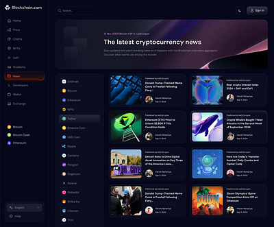 Blockchain Dashboard binance news blockchain dashboard blockchain news crypto market crypto news cryptocurrency dashboard cryptocurrency news defi dashboard ethereum news wallet news