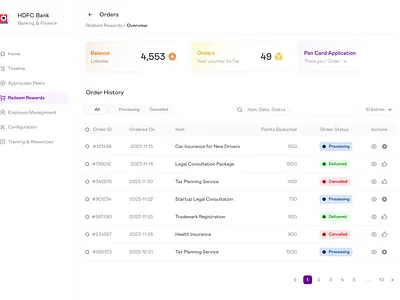 Orders Page design history minimal orders product design table ui web app website