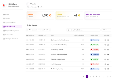 Orders Page design history minimal orders product design table ui web app website