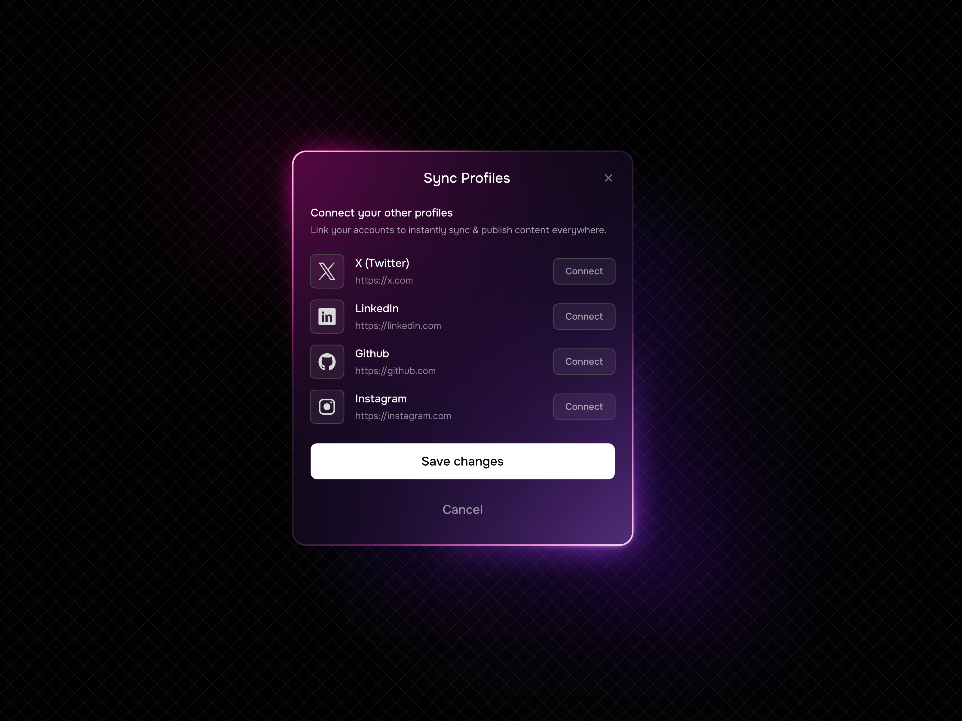 Sync Profiles Card UI card ui