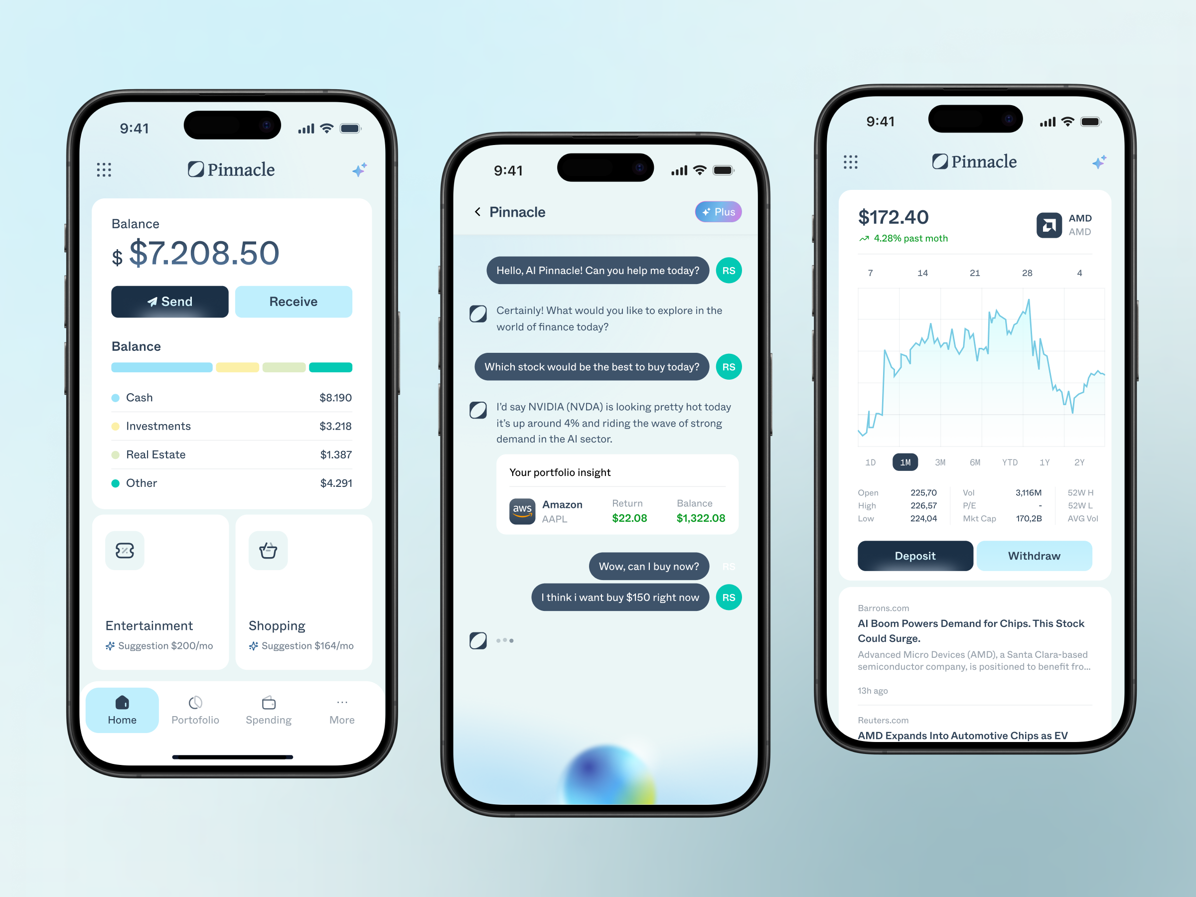 Pinnacle - Financial Planning Apps apps bank brand designer brand guidelines branding clean design digital wallet emura studio finance financial fintech graphic design invest mobile apps money payment ui ux wallet