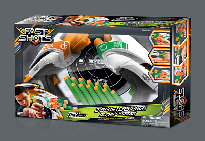 Blaster Dart Gun Packaging graphic design illustration logo packaging photo retouch toy packaging