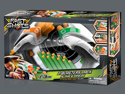 Blaster Dart Gun Packaging graphic design illustration logo packaging photo retouch toy packaging
