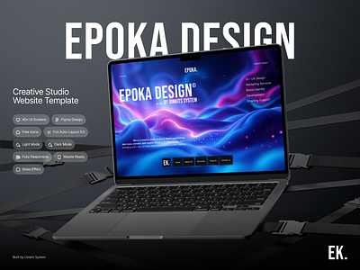EPOKA Design – Creative Studio & Agency Website UI Kit agency website creative agency creative studio figma template framer landing page liquid glass liquid ui marketing agency mobile website modern responsive web design webflow website design website kit website ui