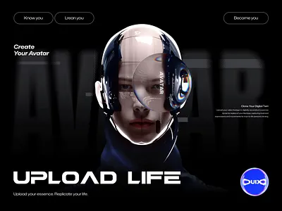 A web interface designed for creating personal AI avatars ai animation avatar motion graphics ui web design