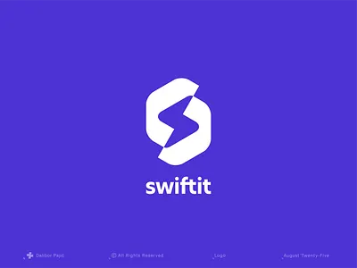 swiftit logo design app bold branding business clean connect fast geometry graphic design lightning logo minimal modern people saas software startup tech thunder web3