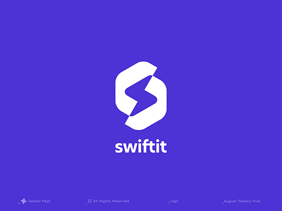 swiftit logo design app bold branding business clean connect fast geometry graphic design lightning logo minimal modern people saas software startup tech thunder web3