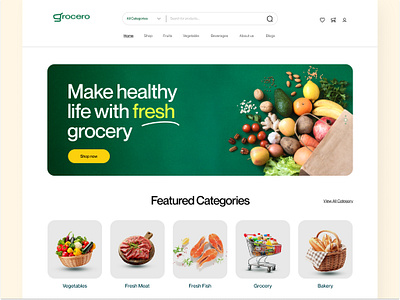 Grocery Website Design e commerce grocery website e commerce website grocery grocery app grocery home page design grocery landing page design grocery shop website ui grocery store grocery ui design grocery ux design grocery web design grocery website grocery website design online grocery shop product design