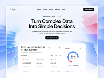 Data Analytics - SaaS Landing Page b2b b2c dashboard data analytics design agency fintech framer landing page design marketing no code product product design reflex studio saas saas platform saas website revamp ui ux web 3 webflow website redesign