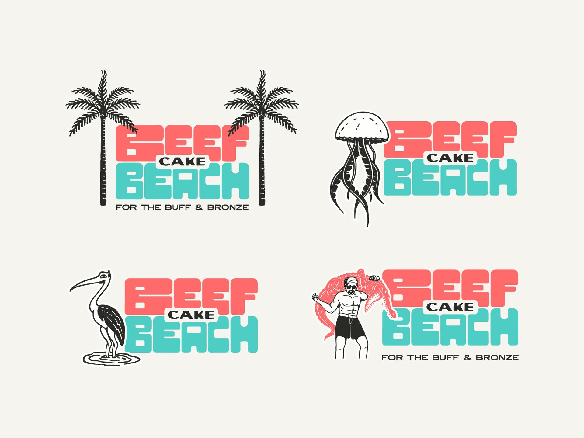 Beefcake Beach: Apparel Illustration Vol. IV apparel badge design badge logo beach bodybuilder branding crocodile florida graphic design gym hat logotype merchandise monogram monoline retro retro branding surfing tshirt vintage illustration