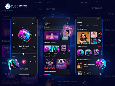 Music & Party App UI – Social Platform Design dark theme design figma ui music app ui party app