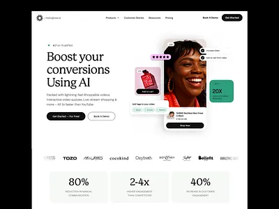 AI Sales Agent - Landing Page Design ai ai landing page ai landing page design ai product ai sales ai sales agent ai sales campaign ai tool ai video reel ai website ai website design ecommerce product shopify ui ux ux video video reel web