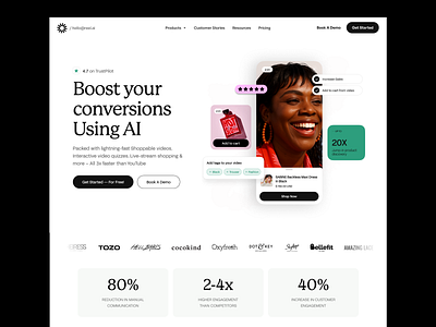 AI Sales Agent - Landing Page Design ai ai landing page ai landing page design ai product ai sales ai sales agent ai sales campaign ai tool ai video reel ai website ai website design ecommerce product shopify ui ux ux video video reel web