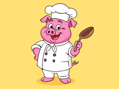 Chef Pig Mascot Illustration 2d branding cartoon character cartoon logo character design chef logo graphic design logo mascot mascot character mascot logo