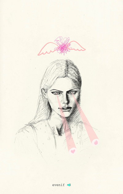 That Look design drawing freehand illustration illustration poster pencil pencil drawing pink portrait poster wings