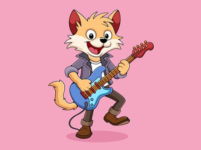 Rockstar Cat Mascot Illustration 2d character cart cartoon logo cat logo character character design logo logo design mascot mascot character mascot logo sport logo