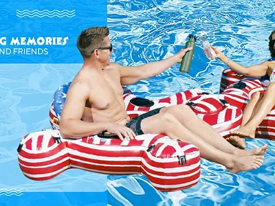 Fluzzle Tubes – Summer A+ Content Design fun pool party content ideas outdoor summer marketing visuals pool float advertising creatives social media brand storytelling summer pool float instagram post