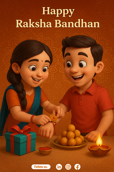 Happy Raksha Bandhan ai branding festival post gift graphic design instagram post photoshop raakhi raksha bandhan sister brother social media post visual identity