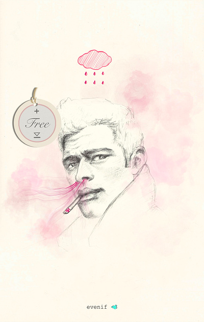 It’s Foggy In My Head cigarette drawing fog foggy free free psd freebies illustration illustration poster pencil pencil drawing pink portrait poster smoke