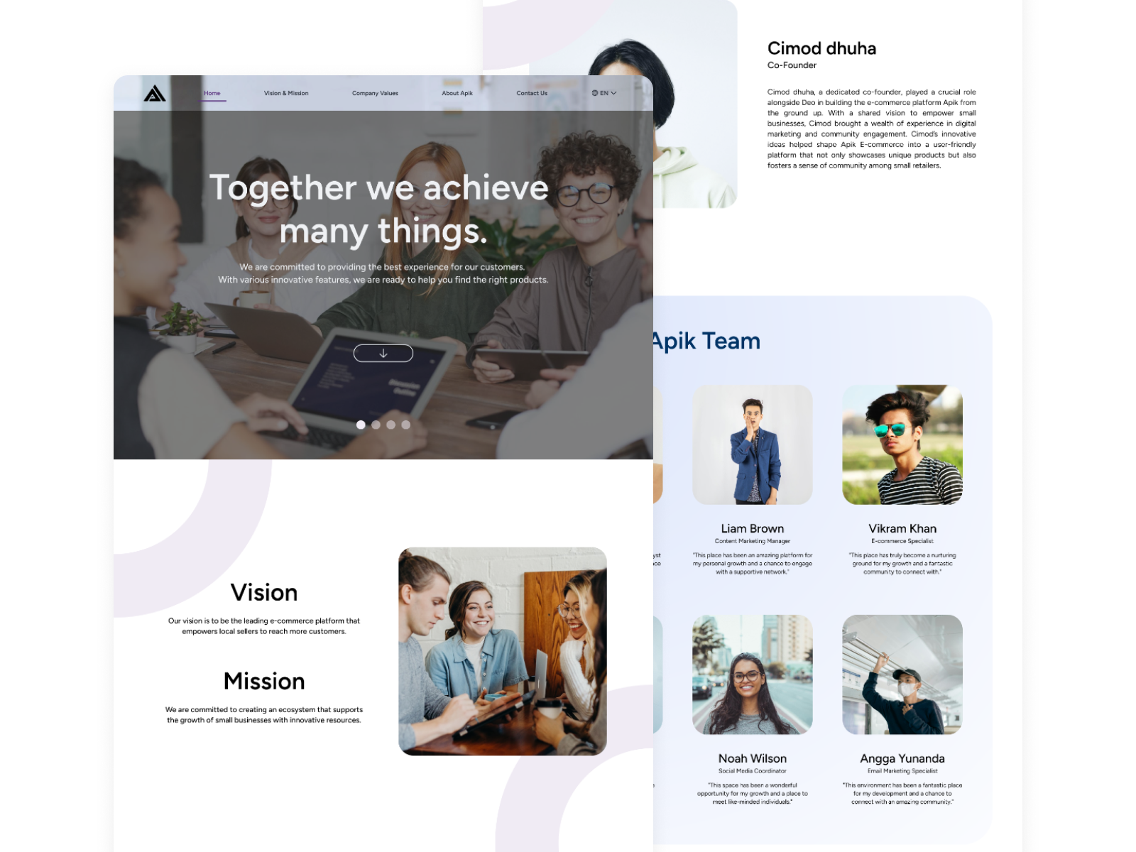 Example of Website Landing Page Profile