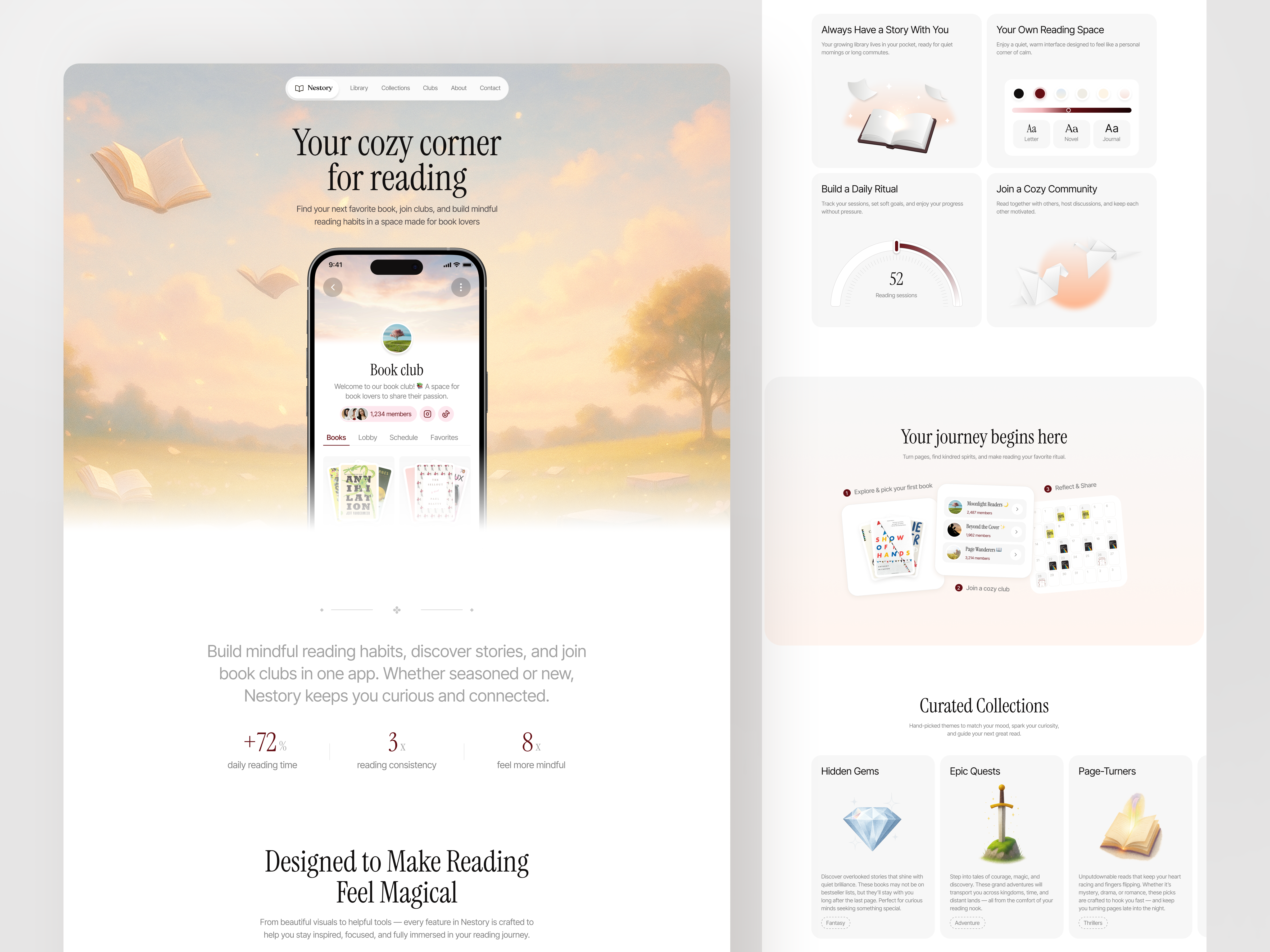 Example of Landing Page for Book Reading App