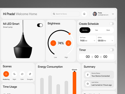 MiHome - Smart Home Device Control Page app automation clean control dashboard design device energy iot lamp minimal modern schedule smart home summary technology ui ux website xiaomi