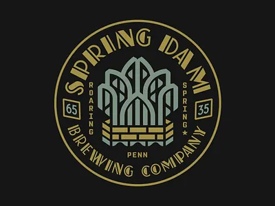 Spring Dam Brewing Company badgedesign branding geometric graphic design illusturation logo typography vector