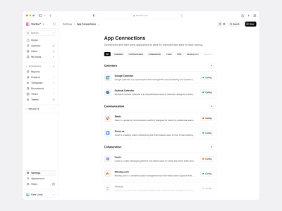 App Connections app design app features app setup app ui integration set settings settings design ui ui design ui ux ux ux design
