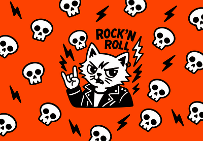 ROCK'N ROLL branding cat design graphic design icon identity illustration logo marks symbol ui