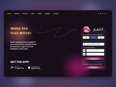 Subdub Landing page app branding dating design interface meeting ui ux web