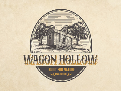 Wagon Hollow – Rustic Vintage Badge Logo Design rural logo