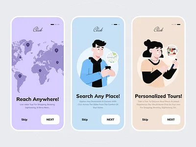 Travel Mobile Application - Click app app design awe booking app explore flight flight app illustration ios mobile app tourism travel travel app travel booking trip vacation