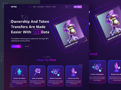 NFT Marketplace Landing Page bitcoin blockchain crypto crypto wallet crypto website cyberpunk digital art etherium homepage landing page marketplace nft nft art nft marketplace nftcollectors openseanft trade trading ui website