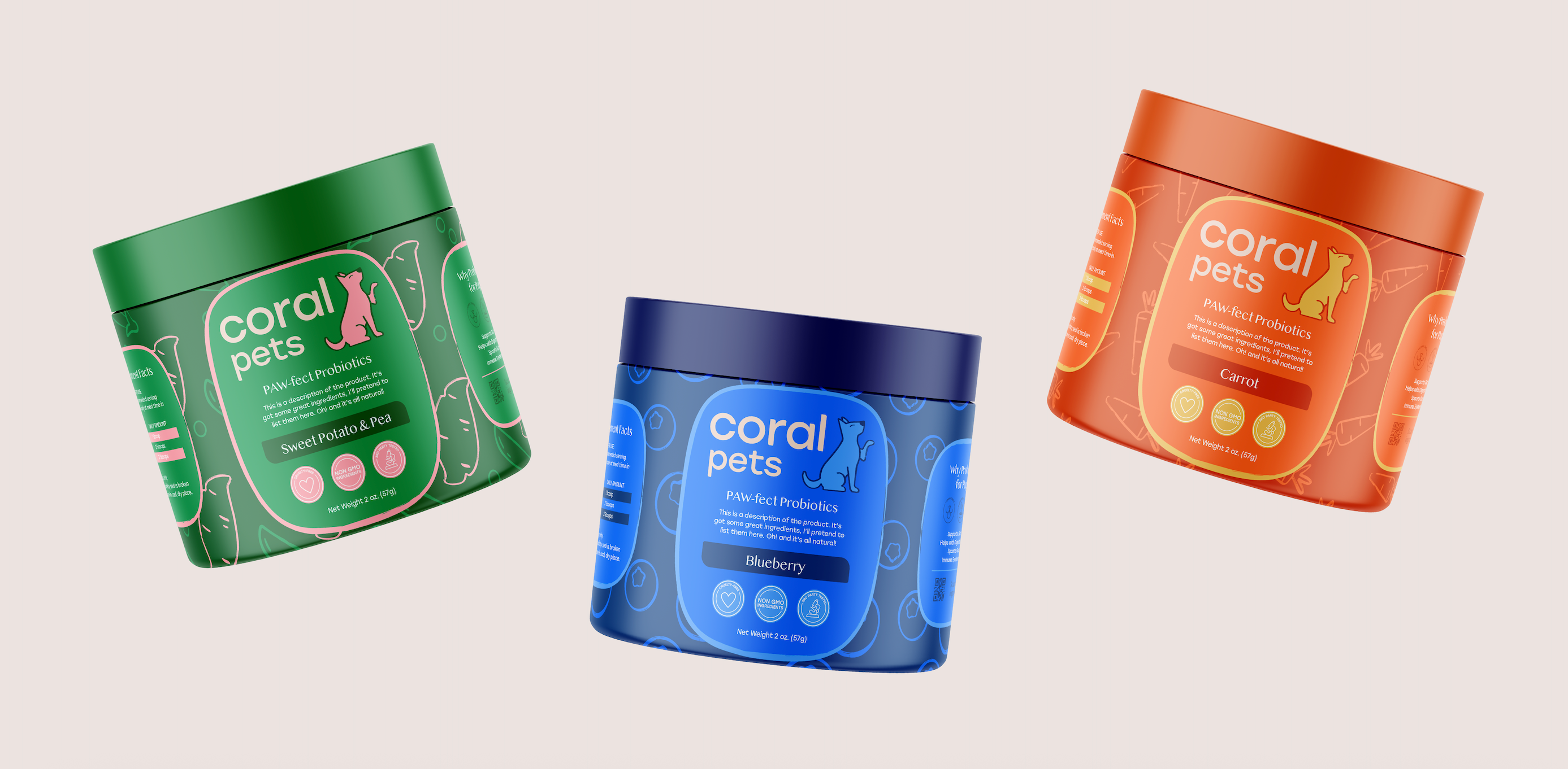 Coral Pets branding design dog food graphic design illustration logo packaging design pet pet food ux