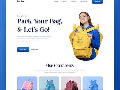 School Bag Landing Page Design backpack bag bag landingpage college digital website education eftiar homepage kitty uix landing landing page landing page design landingpage page school bag student tote ui ux website design